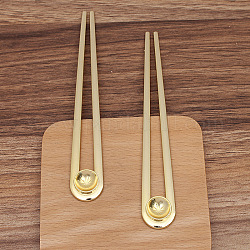 Accessoires de fourche de cheveux en alliage, suports à cabochon, avec des épingles de fer, ronde, or clair, 148x20mm