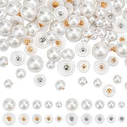 Wadorn 100 pz 10 bottoni con gambo in resina stile perla imitazione, 1-foro, con accessori metallico, mezzo tondo, colore misto, 10x10mm, Foro: 1.8 mm, 10pcs / style