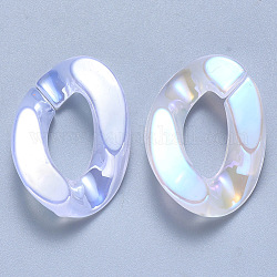 Imitación jelly acrílico anillos de enlace, conectores de enlace rápido, para hacer cadenas de bordillos, color de ab chapado,  torcedura, fantasma blanco, 30x21x6mm, diámetro interior: 16x8 mm
