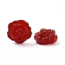 Perles de fleurs au chalumeau faites à la main, rose, rouge foncé, 18x18x9.5mm, Trou: 1~1.6mm
