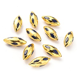 Perle di quarzo naturale, con i risultati in ottone dorato, tinto, ovale, blu, 27~31x12~13x12~13mm, Foro: 1 mm