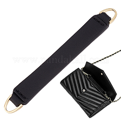 Bretelles de sac courtes en cuir, avec fermoir à anneau en D en alliage, noir, 9.5x1.2x0.4 cm