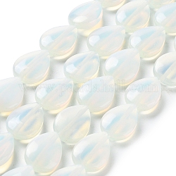 Perlas opalite hebras, lágrima plana, 17.5~18x13x6mm, agujero: 1.2 mm, aproximamente 22 pcs / cadena, 15.24 pulgada (38.7 cm)