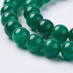 Natural Crackle Agate Beads Strands, Heated & Dyed, Round, Green, 8mm, Hole: 1mm, about 48pcs/strand, 15.4 inch(39cm)