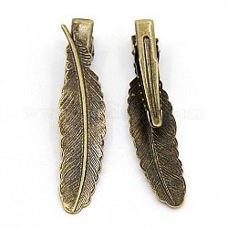 Antike Bronze Federflacheisen Alligator Haarspange Zubehör, mit Messingschalen, 53x12x10 mm
