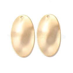 Brass Pendants, Oval Charm, Real 18K Gold Plated, 29.5x15.5x1.5mm, Hole: 1.4mm