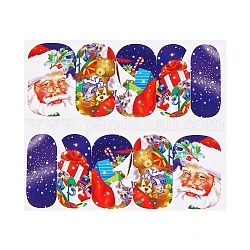 Christmas Series Nail Art Full-Cover Sticker, Mixed Santa Claus Snowman Deer Nail Art Wrap, for Women Girls Winter Nails Decorations, Colorful, 6.2x5.4cm