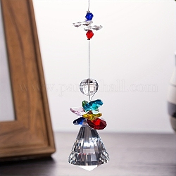 Angle Glass Hanging Ornaments, Colorful Octagonal Bead Suncatchers for Outdoor Garden Decorations, Red, 220mm