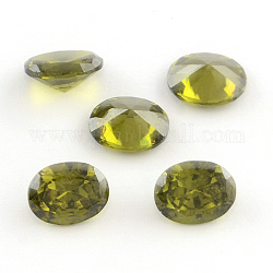 Cabochons de zircon cubique de dos ovale en forme de pointe, facette, vert olive foncé, 18x13mm
