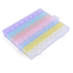 Rectangle Polypropylene(PP) Bead Storage Containers, with Hinged Lid and 56 Grids, Each Row Has 8 Grids, for Jewelry Small Accessories, Colorful, 21x17.5x2.7cm