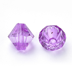 Abalorios de acrílico transparentes, bicono, violeta oscuro, 4x4mm, agujero: 1.2 mm, aproximamente 17000 unidades / 500 g