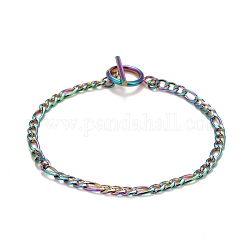 Ионное покрытие (ip) радужный цвет 304 браслеты из нержавеющей стали с цепочкой для женщин или мужчин, Фигаро браслеты-цепочки, 8 дюйм (20.3 см)