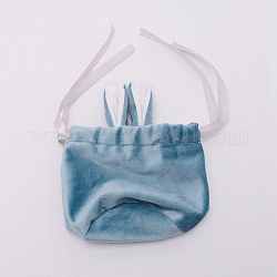 Velvet Jewelry Bags with Drawstring, Velvet Cloth Gift Pouches, Light Blue, 15x12.3x0.85cm