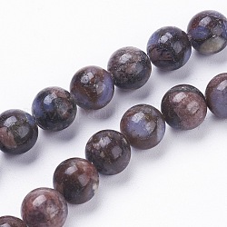 Бусины из натурального глаукофана, круглые, седло коричневый, 8~8.5 мм, отверстие : 1 мм, около 47 шт / нитка, 15.3~15.5 дюйм (39~39.5 см)
