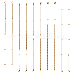 Nbeads 16pcs 4 style 304 chaînes d'extrémité en acier inoxydable avec fermoir mousqueton et anneau de saut, des chaînes d'extension, or, 65~220x2mm, 4 pièces / style