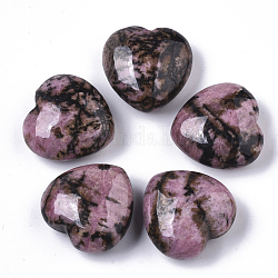 Pierres de guérison naturelles de rhodonite, coeur amour pierres, pierres de palme de poche pour équilibrer le reiki, 29~30x30~31x12~15mm