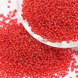 6/0 perles de rocaille rondes en verre transparent, Grade a, Argenté, rouge, 3.6~4.0mm, Trou: 1.2mm, environ 5000 pcs / livre
