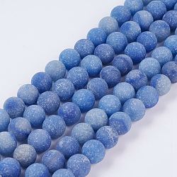 Природные голубые авантюрин бисером пряди, матовые, круглые, 10 мм, отверстие : 1 мм, около 37 шт / нитка, 14.9 дюйм