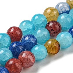 Chapelets de perles en verre craquelé, ronde, couleur mixte, 8~8.5mm, Trou: 1mm, Environ 48 pcs/chapelet, 14.7 pouce (37.5 cm)
