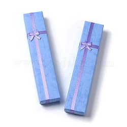 Pappkartons für Halsketten, Halsketten-Geschenketui mit Schwamm innen und Schleife, Rechteck, Kornblumenblau, 4.1x20x2.45 cm