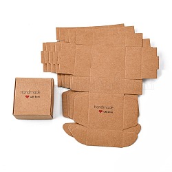 Подарочная коробка для крафт-бумаги, украшение свадьбы, складные коробки, деревесиные, 18.5x16x0.05 см, готовый продукт: 5.5x5.5x2.5 см