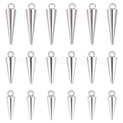 Unicraftale 30Pcs 3 Styles 201 Stainless Steel Pendants, Cone, Stainless Steel Color, 12.5~17.5x4~5mm, Hole: 1.6mm, 10pcs/style