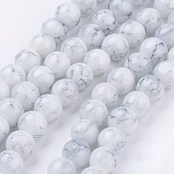 Spray Painted Glass Bead Strands, Round, WhiteSmoke, 8mm, Hole: 1.3~1.6mm, about 100pcs/strand, 31.4 inch