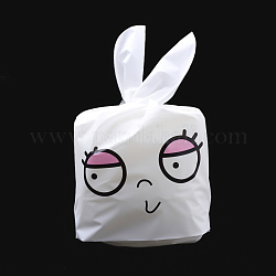 Sacchetti di caramelle di plastica del coniglietto di kawaii, borse per le orecchie di coniglio, sacchetti regalo, stampato a due lati, rosa caldo, 22.5x14cm