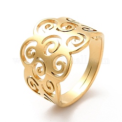 Placcatura ionica (ip) 201 anello regolabile nuvola in acciaio inossidabile per le donne, vero placcato oro 18k, misura degli stati uniti 6 (16.5mm)