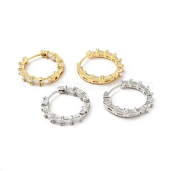 Прозрачные серьги-кольца с фианитами, стеллаж для латунных украшений для женщин, разноцветные, 20.5x19.5x3 мм, штифты : 0.8 мм