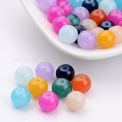 Runde Perlen aus Jadeglasimitat, Mischfarbe, 8 mm, Bohrung: 1 mm