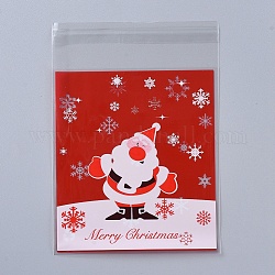 Christmas Cookie Bags, OPP Cellophane Bags, Self Adhesive Candy Bags, for Party Gift Supplies, Red, 13x10x0.01cm, 95~100pcs/bag