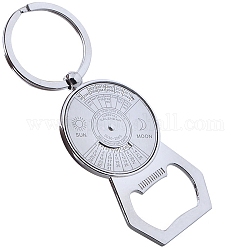 Porte-clés de décompression en alliage de zine, plat rond, couleur d'argent, 9.3x3.6 cm