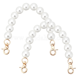 Manici per borse pandahall elite in plastica imitazione perla con perline, con ganci girevoli in lega, bianco, 24.5cm, 2pcs/scatola