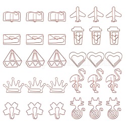 30 Pcs 10 Styles Iron Paperclips, Cute Paper Clips, Funny Bookmark Marking Clips, Mixed Shapes, Rose Gold, 3pcs/style
