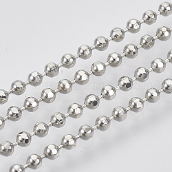 Brass Ball Chains, Faceted, Long-Lasting Plated, Soldered, with Spool, Cadmium Free & Nickel Free & Lead Free, Platinum, 2.3mm, about 16.4 Feet(5m)/roll
