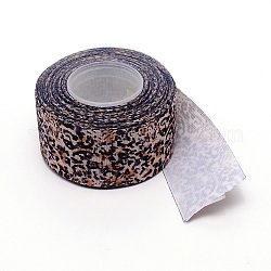 Ruban de polyester, motif de thème imprimé léopard, pour emballage cadeau, décoration artisanale arcs floraux, gris foncé, 1-1/2 pouce (38 mm), environ 10 yards / rouleau