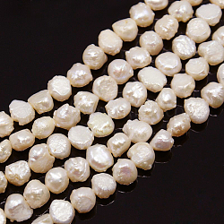 Brins de perles de culture d'eau douce naturelles, amande blanchie, 6.5~8x7~9x5~7mm, Trou: 1mm, Environ 54~55 pcs/chapelet, 15.7 pouce ~ 16.5 pouces