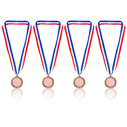 Medaglia vuota in lega 4 pz, medaglia di cordino in poliestere per evento per bambini, rame rosso, 520mm
