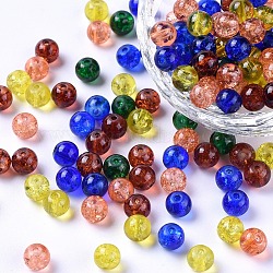 Baking Painted Crackle Glass Beads, Halloween Mix, Round, Mixed Color, 6~6.5x5.5~6mm, Hole: 1mm, about 200pcs/bag