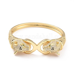 Cubic Zirconia Double Leopard and Infinity Hinged Bangle, Brass Jewelry for Women, Cadmium Free & Lead Free, Real 18K Gold Plated, Inner Diameter: 2-3/8x2-1/8 inch(6x5.3cm)