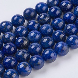 Chapelets de perles en lapis-lazuli naturel, Grade a, ronde, 10mm, Trou: 1mm, environ 38 pièces/fil 15.5 pouces