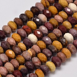 Facettierte natürliche Rondell-Mookait-Perlen, 10x6 mm, Bohrung: 1 mm, ca. 61 Stk. / Strang, 15.4 Zoll