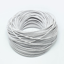 Cuerda trenzada de cuero, blanco, 5mm, alrededor de 54.68 yarda (50 m) / paquete