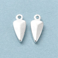 Brass Charms, Cadmium Free & Lead Free, Teardrop Charm, 925 Sterling Silver Plated, 10.5x4.5x2mm, Hole: 1mm