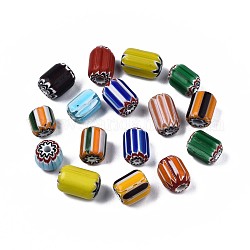 Handgemachte Glasperlen Millefiori, Kolumne, Mischfarbe, 8~13x7~9 mm, Bohrung: 1.2~3 mm