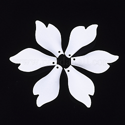 Sprühlackierte umweltfreundliche Eisenanhänger, Blütenblatt, weiß, 32.5x17x4 mm, Bohrung: 0.8 mm