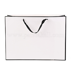 Sacs en papier rectangle, avec poignées, pour sacs-cadeaux et sacs à provisions, blanc, 35x48x0.6 cm