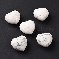 Piedra natural del amor del corazón de la howlita, piedra de palma de bolsillo para el equilibrio de reiki, 24x25.5x15.5mm