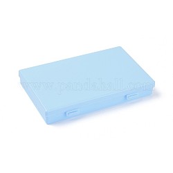 Boîtes en plastique, récipients de stockage de talon, rectangle, lumière bleu ciel, 17.5x11.2x2.7 cm